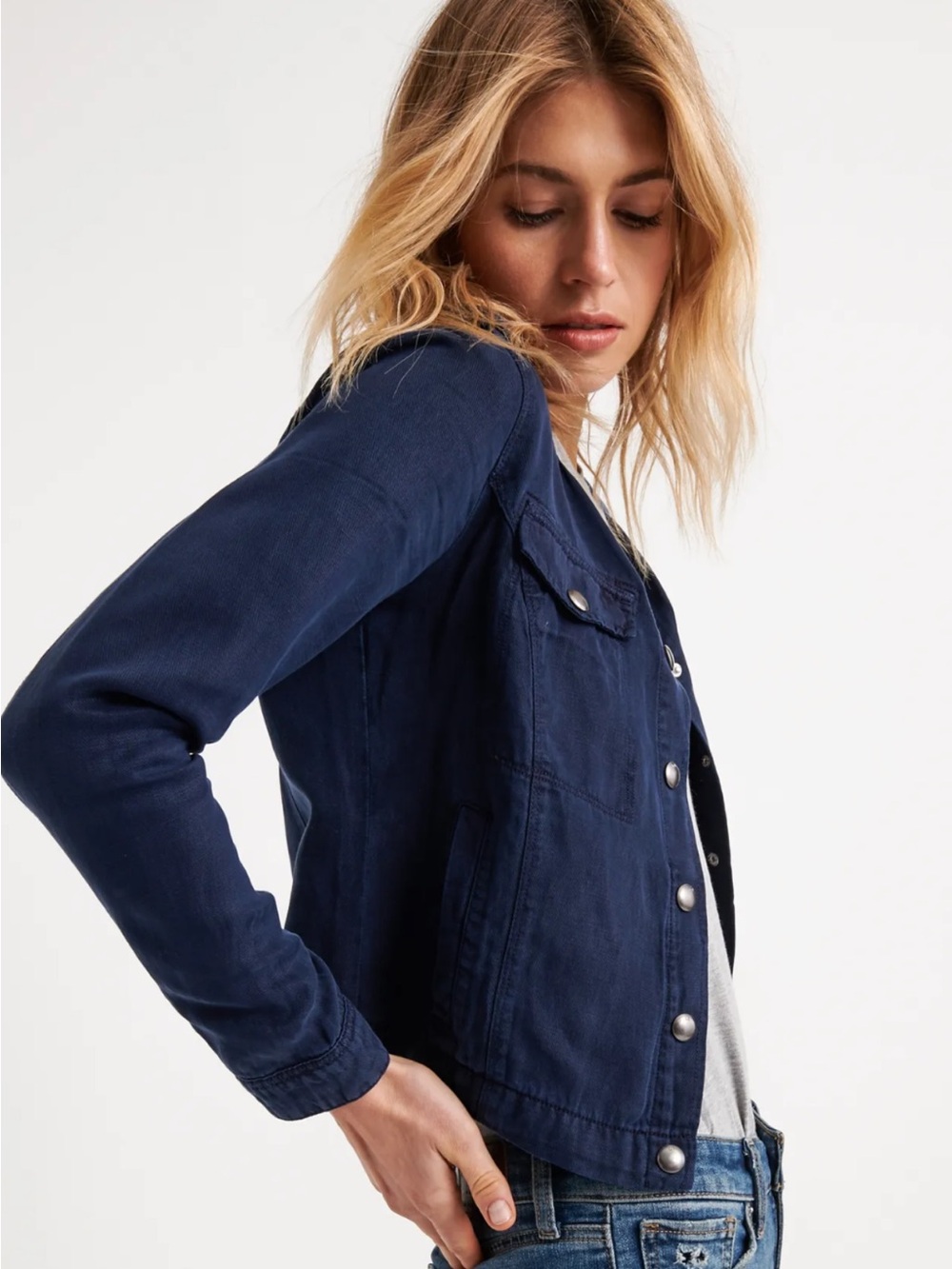 Lucky Brand Dark Navy Snap-Front Utility Jacket NWOT